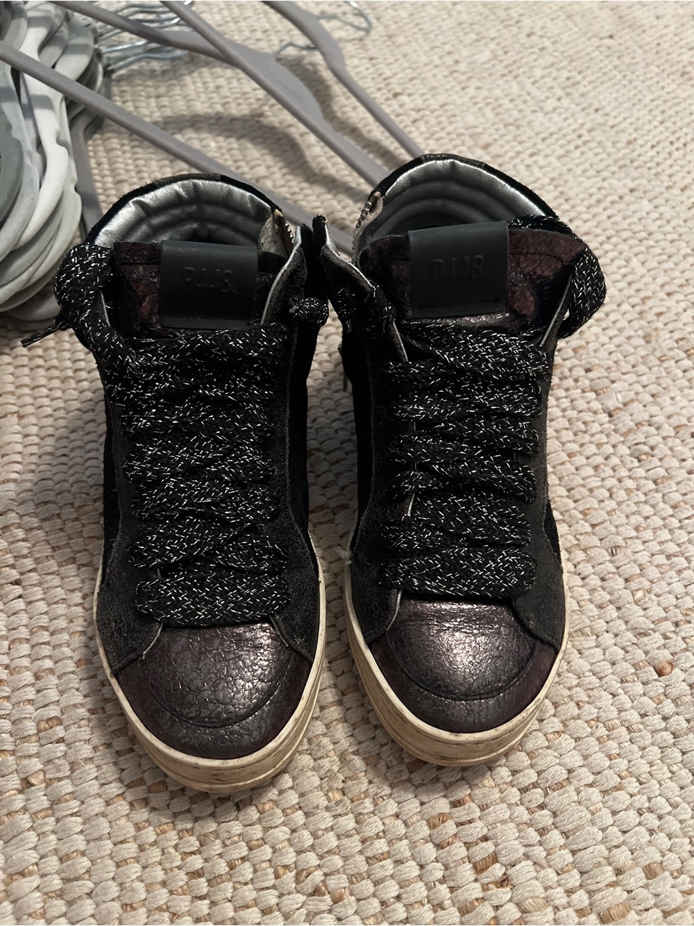 P448 Black Metallic High-Top Sneakers